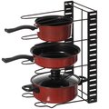 Basicwise Black Iron Pan Organizer 8 Adjustable Tiers, Kitchen Pans and Pot Organizer QI004331